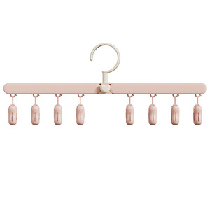 Folding Clothes Hanger Multifunctional Child Sock Clip Foldable Drying Clips Mousse Pink Lemon Yellow Haze Blue PP Material - Product Image 2