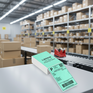 4x6 Green Heat Sensitive Adhesive Thermal Shipping <b>Labels</b> A6 Z-fold or Delivery <b>Address</b> Fanfolded 200 Sheets - Product Image 4