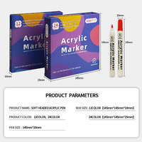 Ensemble de marqueurs acryliques 12/24/48 couleurs, pointes fines, stylos permanents pour enfants et adultes, pour peindre sur vêtements, pneus, métal, plastique, toile