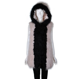 YR936 Venta caliente mujeres Casual cálido avestruz pavo pluma <span class=keywords><strong>chaleco</strong></span> con capucha - Product Image 3