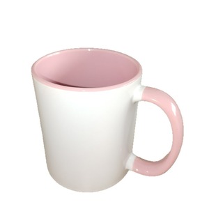 Berenseli <b>Ceramic</b> Mug White Pink Handle 11oz Office Use Custom Printed Business Gift - Product Image 1