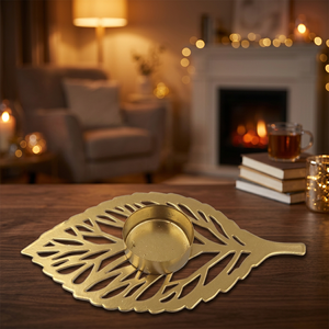 Handmade Gold Metal Leaf <b>Tea</b> Light Candle Holder Decorative Leaf Shaped Votive Candle <b>Stand</b> for Home Decor Table Centerpiece Fes - Product Image 2