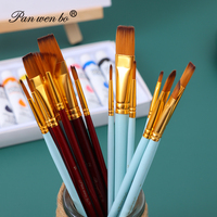 Panwenbo Ventes directes du fabricant 10 pinceaux combinés bicolores en laine de nylon à tête mixte Pinceau aquarelle