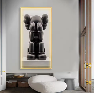 Decoración Moderna para Sala de Estar, Arte de Pared con Luz LED, Impresión UV, Póster de Oso, Obra de Arte, <span class=keywords><strong>Pintura</strong></span> Decorativa de Animales en Porcelana de Cristal - Product Image 3
