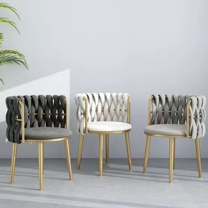 Sillas de Comedor Modernas Tapizadas en Terciopelo con Tejido de Tela para Sala de Estar, Sillas de Oficina Acolchadas de Lujo para el Hogar - Product Image 1