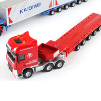 1/50 échelle Diecast Metal Container Double Remorque Modèle De Camion Alliage Lourd Télescopique À Plat Camion Porte-Jouets
