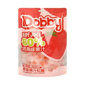 Venta al por mayor a granel 330g Q elástico suave amargo gominoso caramelo Dobby melocotón sabor afrutado fruta jarabe gomitas - Product Image 4