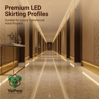 Plinthe LED en acier inoxydable brossé IP54 étanche avec gaine de câblage dissimulée pour hôtel, chambre et salon – Garantie 5 ans
