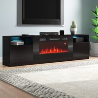 Meuble TV moderne en bois PB durable de style nouveau, avec éclairage LED, cheminée, support TV, conforme à la norme EN71 CARB P2, 55-59 pouces