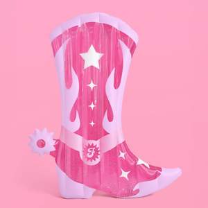 Flotador Inflable Gigante de PVC con Forma de Bota de Vaquero Rosa de 72 Pulgadas, Tamaño Adulto - Product Image 1