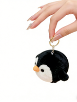 Porte-clés mousqueton en peluche pingouin noir et blanc en coton, 10 cm, doux et mignon, pour sacs et clés