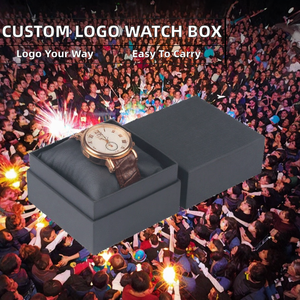 Boîte à montre noire Heaven and Earth avec couvercle, boîte de présentation de montre en carton rigide durable avec coussin pour emballage cadeau de montre-bracelet - Product Image 2