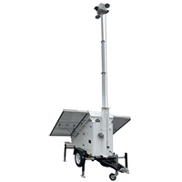 Remolque de Vigilancia Móvil Solar con Cámara PTZ, Mástil Eléctrico, Diseño Impermeable, Batería de 4x200Ah para Monitoreo de Sitios de Trabajo al Aire Libre