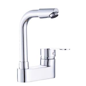 Grifo de lavabo Yuteng de 3 orificios con válvula cerámica de un solo manípulo, rociador extraíble, montaje en cubierta, agua fría y caliente, activación tipo llave - Product Image 2