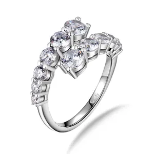 Anel moderno aaa, joia para casamento jovem, prata de lei 5925, joias de laboratório, diamante, anel de prata 929 com cz