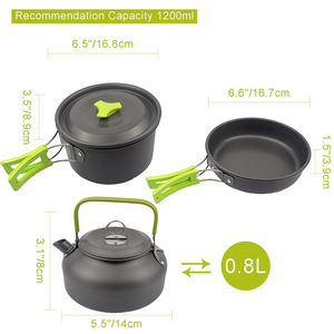 <span class=keywords><strong>Kit</strong></span> de cuisine d'extérieur pour 2-3 personnes - Ensemble de cuisine en aluminium avec pot de 17 cm et poêle de 18 cm - Product Image 1