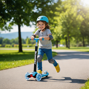 Trottinette d'extérieur moderne pour enfants à 3 roues en plastique bleu ciel, capacité 50 kg - Product Image 2