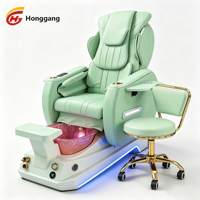 Fauteuil de pédicure de luxe personnalisé en fibre de verre couleur beige avec fonction de massage et drainage automatique pour salon de manucure