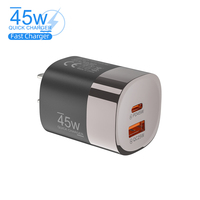 Chargeur mural USB Type-C double port 45W, adaptateur d'alimentation à charge rapide pour téléphone portable, chargeur Type C avec prise EU US UK