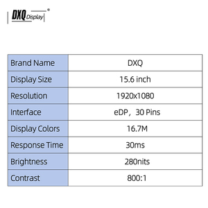 DXQ 15.6 Inch 60HZ EDP LCD Modules With Drive Board 280nits 1920x1080 TFT Display <b>Touch</b> <b>Screen</b> 15.6 Inch Lvds Hads Lcd 15. - Product Image 5