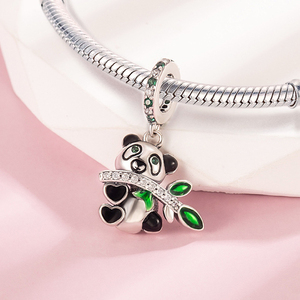 <span class=keywords><strong>Abalorios</strong></span> de <span class=keywords><strong>Plata</strong></span> Pan Charms, Mano de Panda Madre e Hijo con Hoja de Bambú, Compatibles con Pulseras Originales, Joyería de Amistad, Día de la Madre, Berluque - Product Image 4