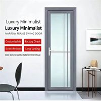 Ensemble de portes pour salle de bain, toilettes et cuisine : Portes minimalistes en verre trempé double vitrage en alliage titane-magnésium