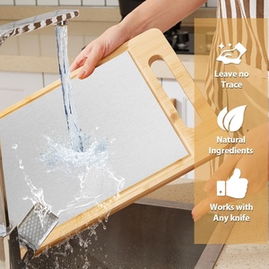 Tabla de cortar de madera de arce de doble cara 2 en 1 Tabla de cortar de acero inoxidable 304 Cocina de bambú Rectángulo ecológico - Product Image 6