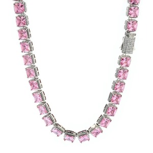 Bracelets carrés en moissanite rose VVS1 de qualité supérieure pour la vente en gros B2B, en argent S925, sertis de pierres, coupe « Crushed Ice », bijoux hip-hop pour femmes - Product Image 2