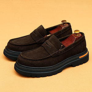 Cross-border thick-soled round-toe British casual <b>shoes</b> for men, black faux leather, business style men's <b>shoes</b> - Product Image 2