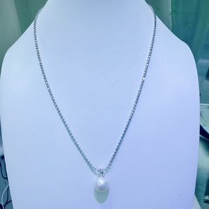 Colgante de Perla de Agua Dulce Natural de Zhuji, 11-12 mm, Forma Casi Perfecta, Brillante, con Cadena de Plata Pura, Colección de Agua Dulce - Product Image 3