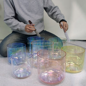 맞춤형 클리어 사운드 볼 쿼츠 디자이너 우주 빛 양자 요법 강화 차크라 컬러 크리스탈 노래 그릇 세트 - Product Image 5