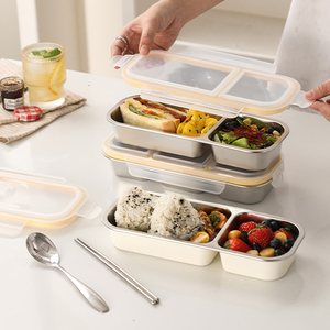 BPA miễn phí dành cho người lớn Bento Hộp Ăn Trưa cho văn phòng làm việc người đàn ông của thép không gỉ Hộp Ăn Trưa bị rò rỉ bằng chứng thực phẩm lưu trữ <span class=keywords><strong>container</strong></span> 2 ngăn - Product Image 1
