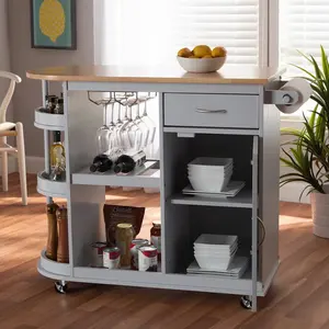Wholesale Mobile Wooden Kitchen Storage Cabinet island trolley cart