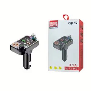 Q15 Car Wireless 5.0 FM Transmitter Quick Charge Large Microphone One Key Bass <b>Mp3</b> <b>Player</b> Dual Screen Display Audio <b>Player</b> - Product Image 6