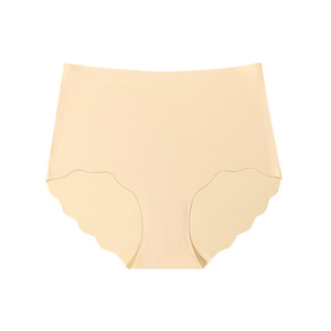 Culottes sans couture en soie glacée pour femmes, taille haute, invisibles, grandes tailles, avec bord festonné, sans trace, entrejambe en coton, slips pour dames - Product Image 1