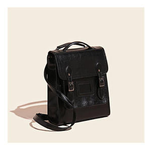 New Fashionable Genuine Leather Waterproof Women's <b>Backpack</b> Zipper Hasp Closure Casual Oil-Wax Cowhide <b>Simple</b> Retro Schoolbag - Product Image 3
