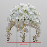 Mariposa orquídea Hortensia Rosa bola flores artificiales para boda Pascua escenario Mesa arreglo ventana sala de exhibición