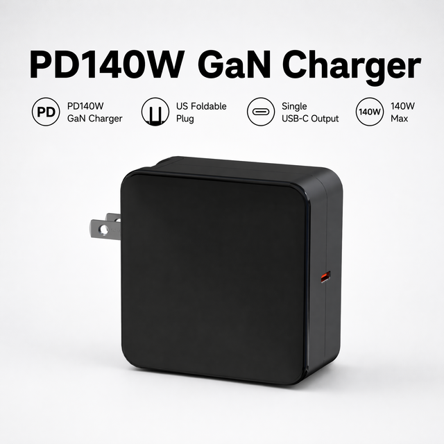 PD1401 140W GaN Charger PD3.1 PPS Fast Charging Single USB-C Power Adapter US Plug for Laptop Phone Tablet