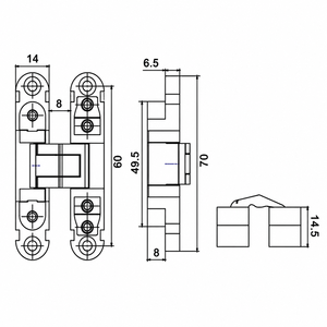 Charnière de porte dissimulée réglable en 3D à 180 degrés 70X14 10KG en alliage de zinc noir mat pour meubles de cuisine, armoire, porte en bois - Product Image 6