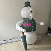 Bonhomme de neige victorien gonflable avec parapluie, taille personnalisée, personnage de dessin animé de Noël gonflable, bonhommes de neige gonflables