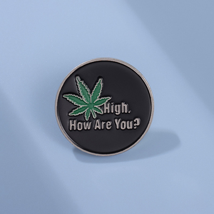 Trâm cài men tròn đen phong cách Punk hình lá thuốc lá, phụ kiện trang trí túi xách, mũ, quần áo, cài áo, trang sức, huy hiệu cổ áo áo sơ mi, quà tặng - Product Image 5