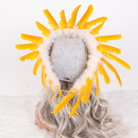 Tocado de Plumas de Avestruz Estilo Tribal con Cuentas y Decoración de Piel, Accesorio para Disfraces de Halloween, Carnaval y Fiestas de Disfraces