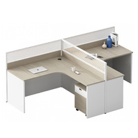 Poste de travail de bureau incurvé avec cloison, bureau informatique moderne en bois, table de direction de luxe, ensemble de mobilier de bureau