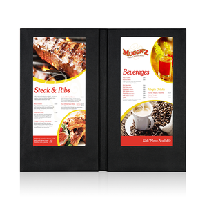 Petit MOQ, Menu LED Lumineux en Similicuir Noir, Format A4 (Lettre/Legal), Double Page, Panneau de Menu LED Éclairé - Product Image 1