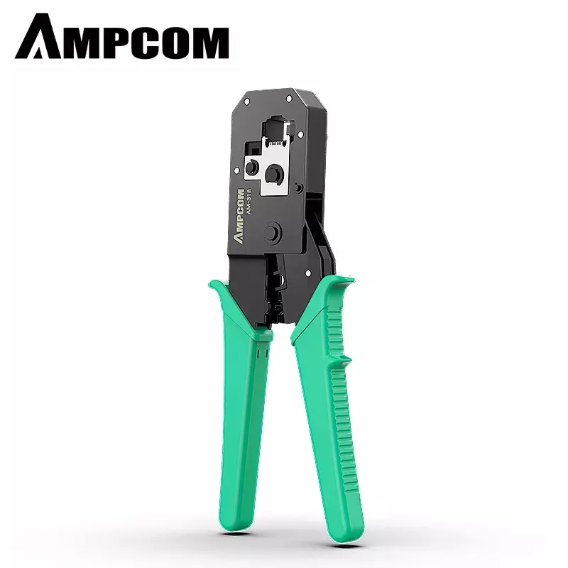 AMPCOM Green Color Cable cutter Crimper Stripper Tool Ethernet LAN Kit RJ45 Cat5e Cat6 Cable Tester Crimper Crimping Tools