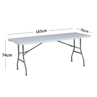 Table polyvalente en plastique solide de 6 pieds, plateau mat anti-reflets, base stable. Idéal pour le camping, les marchés artisanaux, les stands et les espaces de travail.