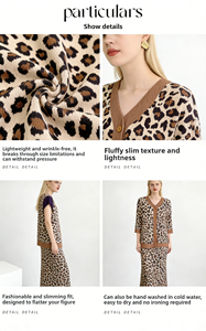 Diseño Original Miyake 2025, Traje de Verano <span class=keywords><strong>para</strong></span> <span class=keywords><strong>Mujer</strong></span>, Estampado de Leopardo Retro, Cuello Mandarín Chino, Tres Cuartos, Poliéster - Product Image 5