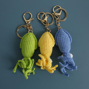 Animaux océaniques Amigurumi Crochet jouets calmar porte-clés fil tricoté Crochet poulpe porte-clés organisme marin poupée Crochet porte-clés - Product Image 3