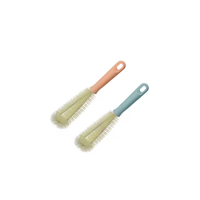 Top Sale New Short Handle Plastic Bristles Cleaning Brush No Dead Angle Baby Artifact Milk Bottle Brush Handle Cleaning Tool