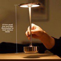 Lampe de bureau LED rechargeable tout en aluminium de style industriel pour restaurants, bars, pubs ; design en poutre en I, commande tactile, gradation progressive